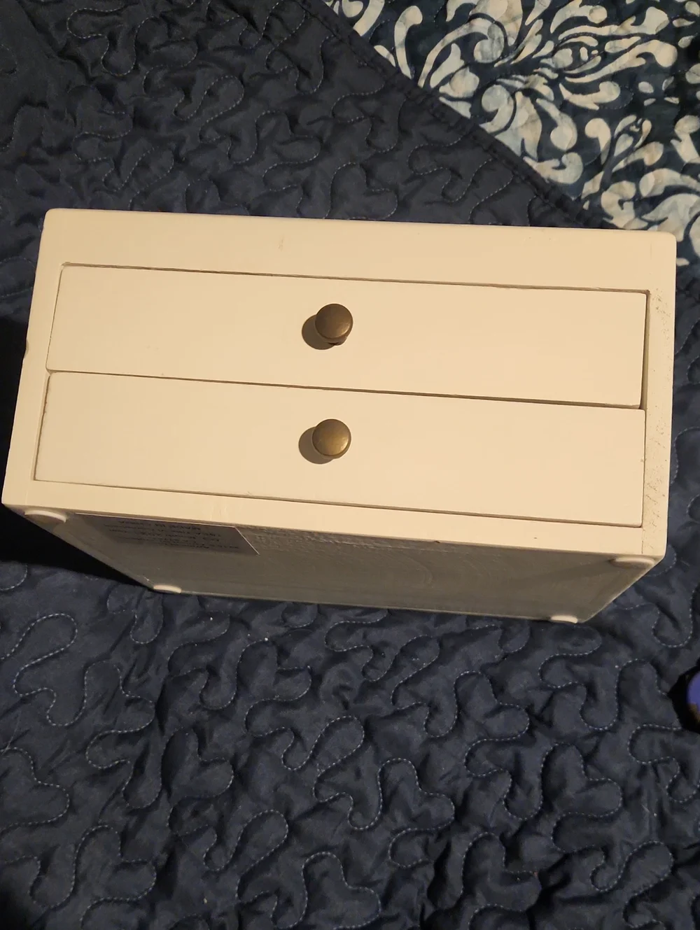 White Wood Jewelry Organizer Box with Glass Top